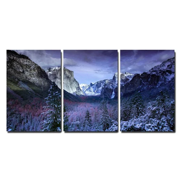 Wall26 - 3 Piece Canvas Wall Art - Winter Landscape with Mountain and Trees - Modern Home Decor Stretched and Framed Ready to Ha
