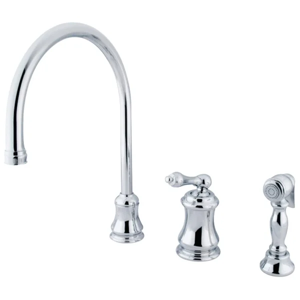 Kingston Brass KS3811ALBS Single Handle Widespread Kitchen Faucet with Brass Sprayer, Polished Chrome