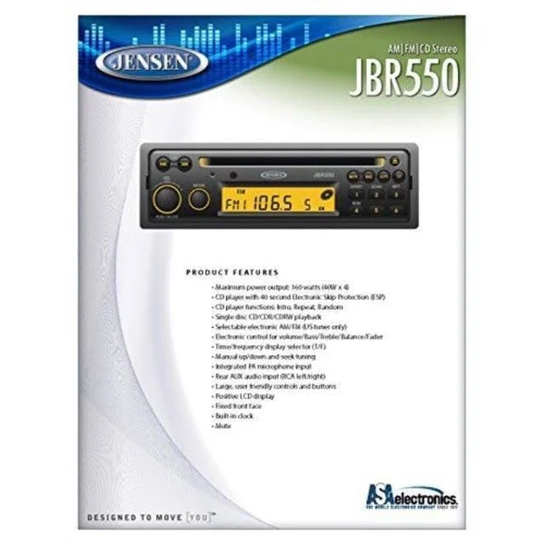 Jensen JBR550 Heavy Duty Am/fm/cd Stereo - 12 Volt dc, 160 Watts (4x40W) Output Power, Single Disc Cd/cdr/cdrw Playback, USA Am/f