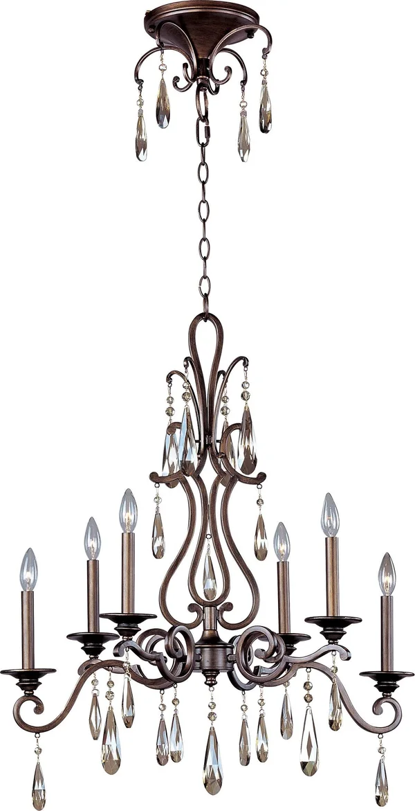 Maxim Lighting 14308HR Chic 6-Light Chandelier - Heritage