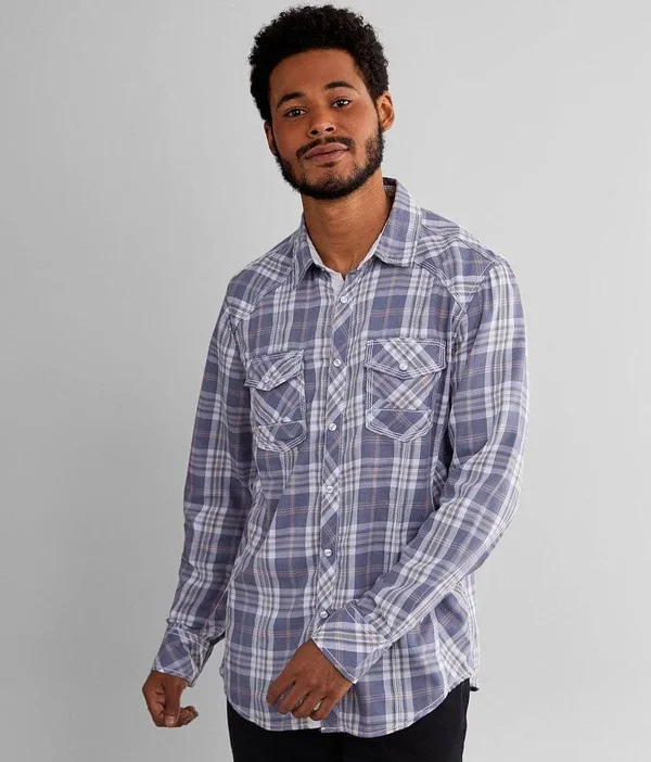 Bke Plaid Athletic Shirt - Blue Small, Men's