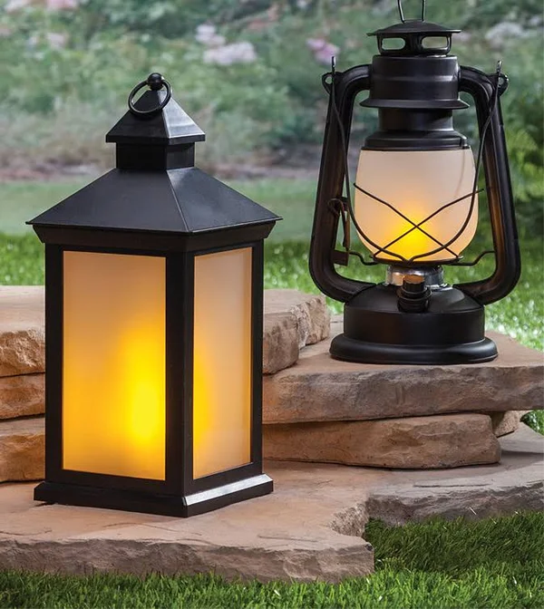 Fireglow LED Plastic Lantern with Frosted Panes - 9.25 inch