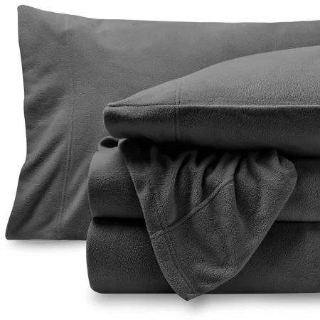 Bare Home Fleece Super Soft Premium Sheet Set - Extra Plush Pill-Resistant All Season Cozy Breathable Hypoallergenic (King, Gray