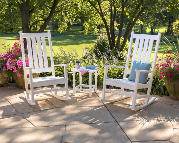 POLYWOOD Vineyard 3-Piece Rocking Set (White), 20.75" x 16.25" x 19.25"