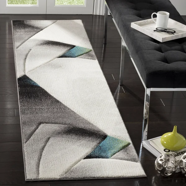 Safavieh Hollywood HLW713D 6&7x22 x 6&7x22 Square Grey, Teal Area Rug