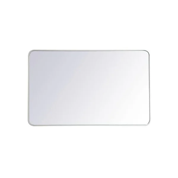 Ezra Soft Corner Metal Rectangular Mirror - 30x22 x 48x22 - White