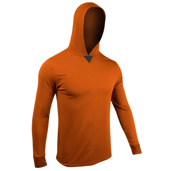 2UNDR Long Sleeve Hooded Tee - Deep Orange -L