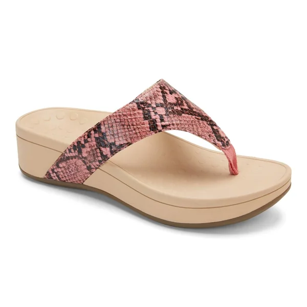 Vionic Pacific Naples - Women's Platform Sandal Pink Snake - 6 Medium