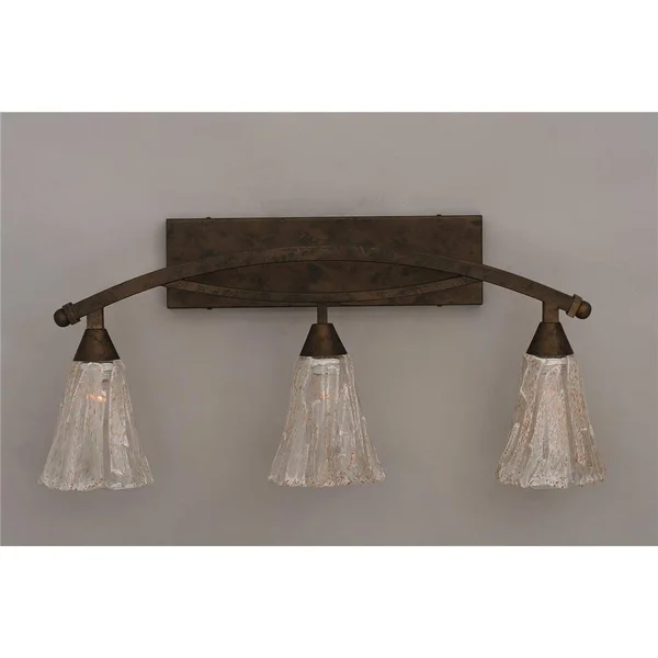 Toltec Lighting-173-BRZ-729-Bow - Three Light Bath Bar Bronze Finish with Italian Ice Glass
