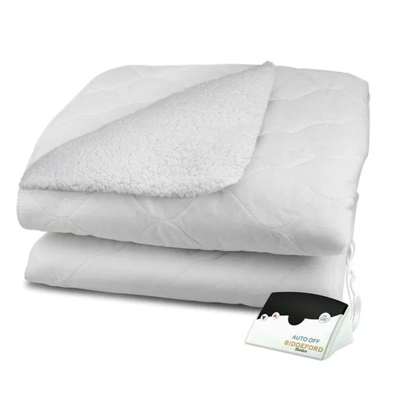 Biddeford Quilted Sherpa Reversible King Heated Mattress Pad - White