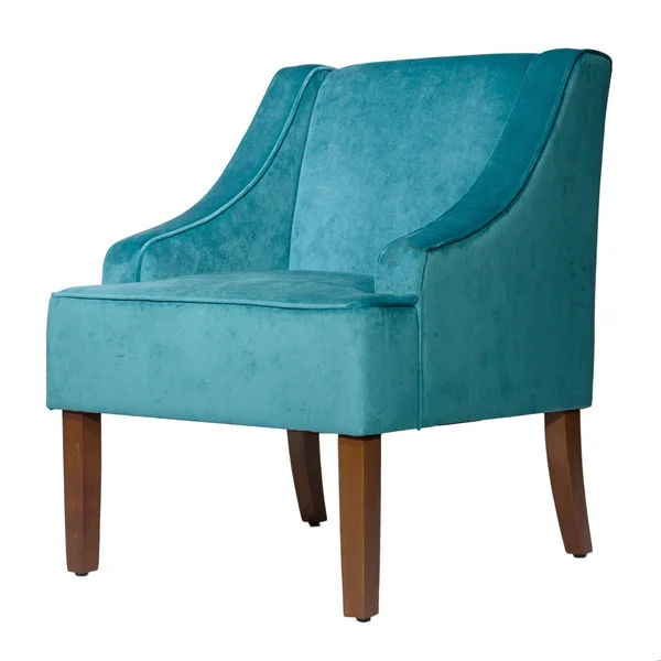 Porch & den Lyric Turquoise Velvet Swoop Arm Accent Chai R