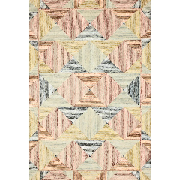 Alexander Home Kaleidoscope Geometric Hand-Hooked Wool Rug - 3&0x22 x 3&0x22 Round - Ivory - Multi