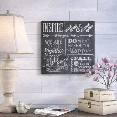 &Inspiration Chalkboard III& Textual Art on Canvas Gracie Oaks Format: Wrapped Canvas, Size: 24x22 H x 24x22 W x 2x22 D