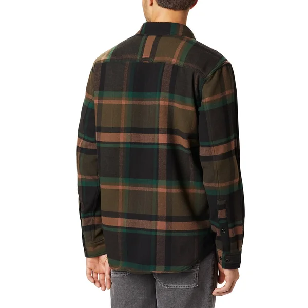 Columbia Men's Deschutes River Heavyweight Flannel - Olive Green Oversized CHECK, Medium