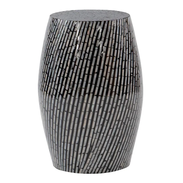 Prague Capiz Zebra Mosaic Drum Table (Black)