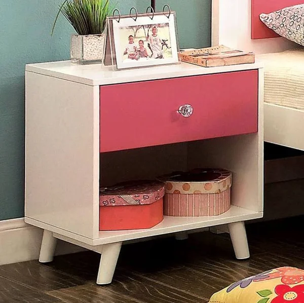 Furniture of America Alivia White Pink Full Bed