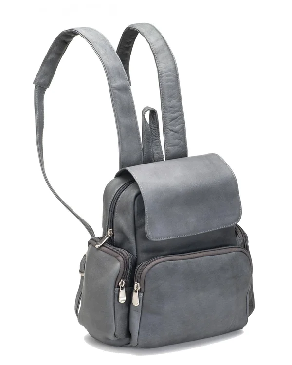 Le Donne Women's Multi Pocket Back Pack Purse - Gray