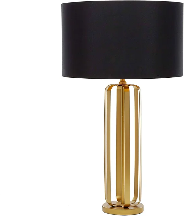 UKN Contemporary Metallic Gold Table Lamp Black Shade 18x22 x 30x22 17 29 Modern
