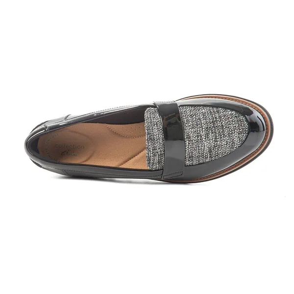 Clarks Sharon Gracie Women's Loafers - Size: 10, Black Tweed