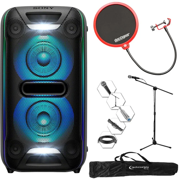 Sony GTK-XB72 High Power Home Audio System (Black) with Deco Gear Pop Filter Bundle