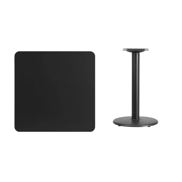 Flash Furniture 30&& Square Laminate Table Top with 18&& Round Table Height Base Black