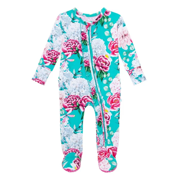Posh Peanut - Eloise - Footie Ruffled Zippered One Piece 3-6M