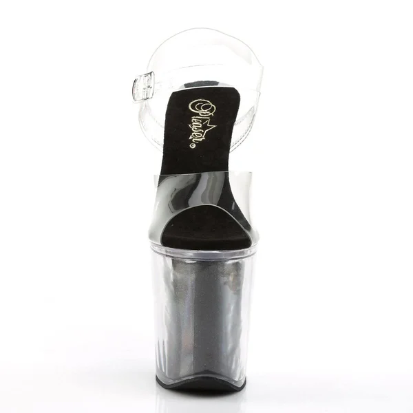 Pleaser - XTREME-808G 11, Clear/Black Glitter