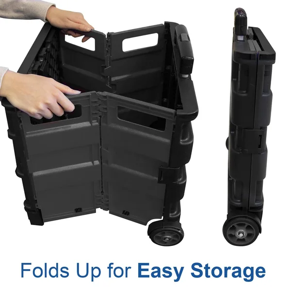 Bazic 16 inchx18 inchx15 inch Black w/Lid Cover Folding Cart on Wheels (Pack of 3) 2196