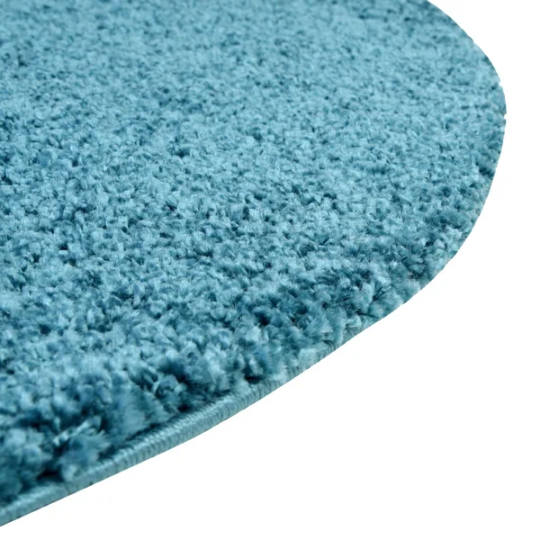 Soft Solid Shag 3 ft Round Turquoise Blue Abstract Area Rug