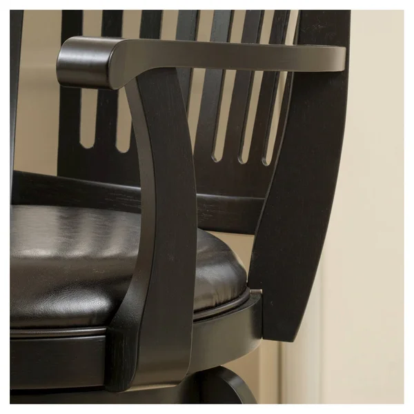 Noble House Leather Swivel Barstool with Arms