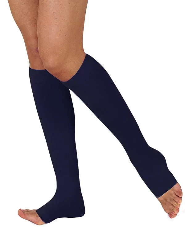Juzo Soft 30-40 mmHg Open Toe Knee High, III, Regular, Navy