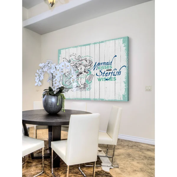 Marmont Hill - Mermaid Kisses 2x22 Painting Print on Wrapped Canvas - 60x22 x 40x22