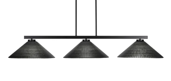 Toltec Lighting 4523-mb-4019 Atlas 3 Light Bar shown in Matte Black Finish with 16 Black Matrix Glass