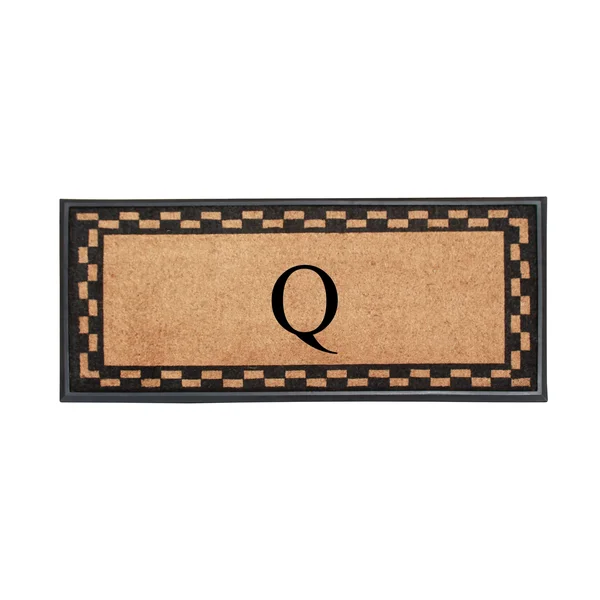 A1hc Rubber and Coir Heavy Duty Non-Slip Durable Monogrammed Q Doormat 24 inchx48 inch, Black/Beige, Size: 24 inch x 48 inch