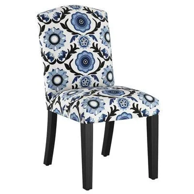 Nadia Upholstered Parsons Chair Wayfair Custom Upholstery Upholstery Color: Tulum Blue OGA, Leg Color: Black Wood