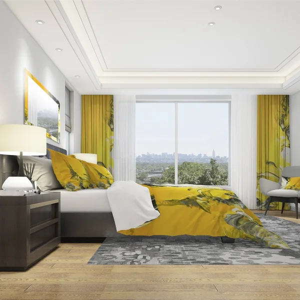 Designart &White and Yellow Marbled Acrylic with A Cloud of Black& Modern & Contemporary Bedding Set - Duvet Cover & Sha