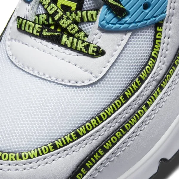 Nike Air Max 90 SE GS Worldwide White Blue Fury - Size 7 Kids