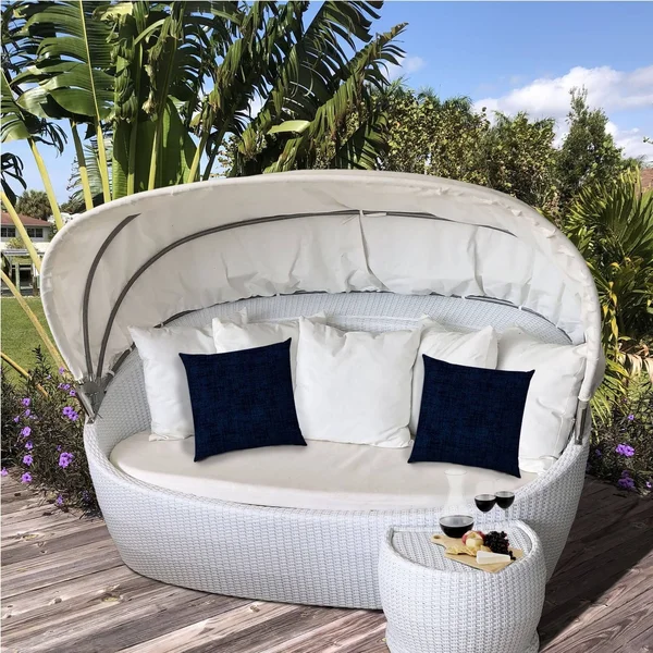Joita Home Weave Navy Indoor/Outdoor Pillow - Sewn Closure