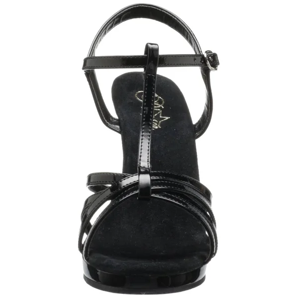 FLAIR-420 - 4 1/2x22 Stiletto Heel T-Strap Sandal Black, Size 6