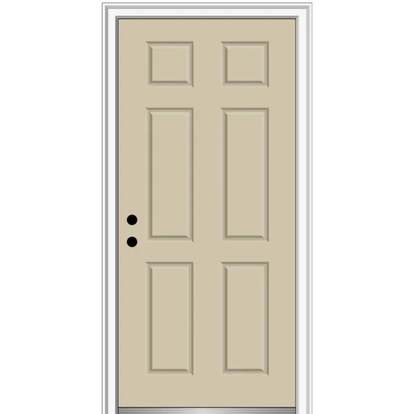 MMI Door 36 in. x 80 in. Right-Hand Inswing 6-Panel Classic Painted Fiberglass Smooth Prehung Front DOOR - Wicker