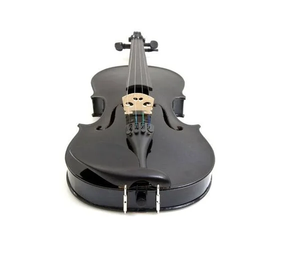 Mendini MV-Black Solid Wood Violin - Metallic Black, Size 1/4