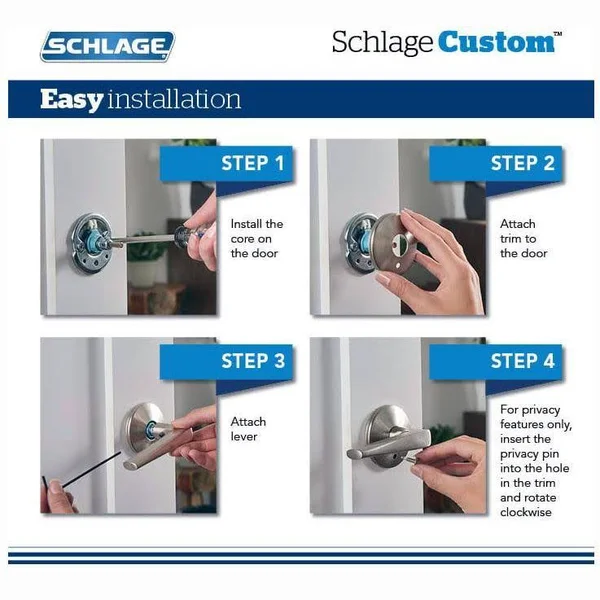 Schlage Custom FC172LAT626CEN Latitude Lever with Century Rose Non Turning Dummy Lock Satin Chrome Finish