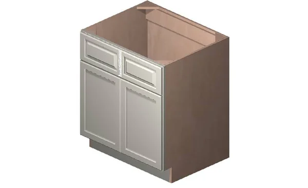 Wilora Hawthorne Shaker Antique White 30x22 x 34.5x22 x 24x22 Sink 2 Doors, 2 False Drawers Base Cabinet, High-Density Fiberboa