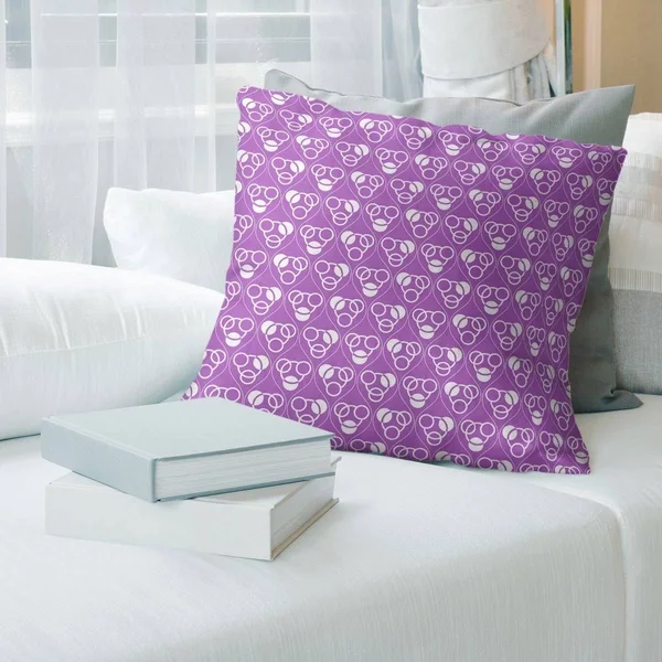 Warm Classic Circles & Waves Throw Pillow - 16 x 16 - Violet - Linen