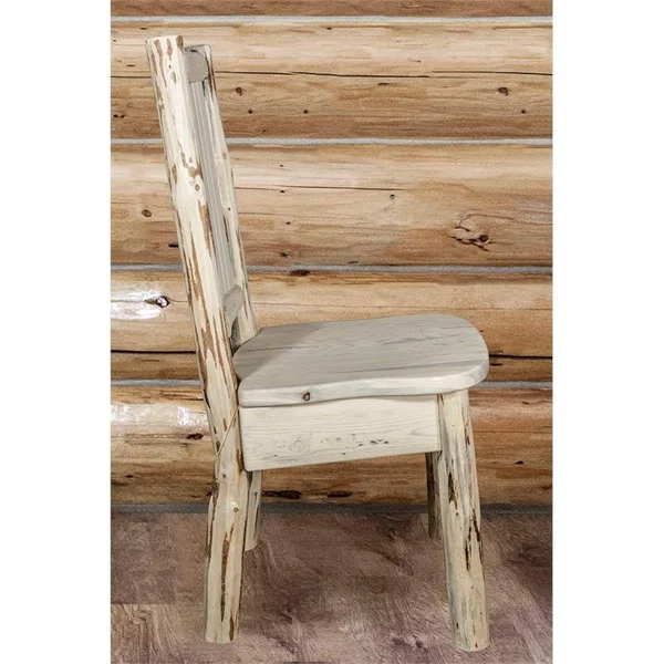 Montana Woodworks Montana Collection Side Chair w/ Laser Engraved Moose Design - Clear Lacquer Finish