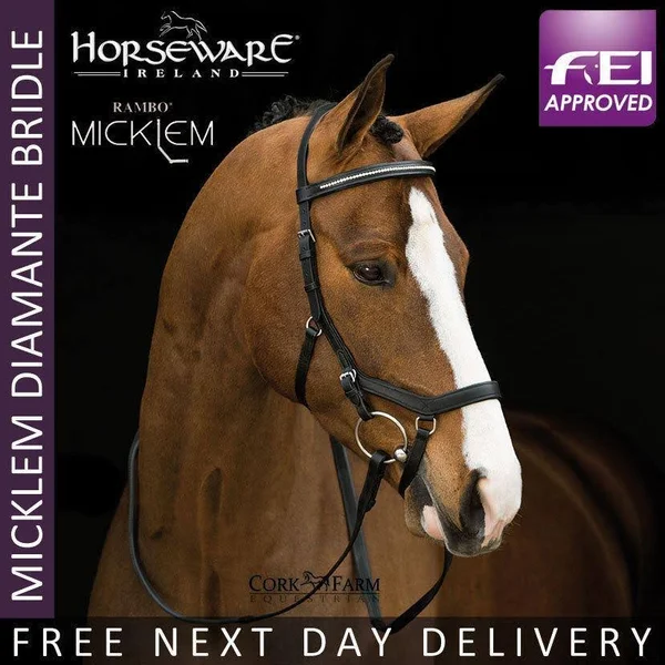 Rambo Micklem Diamante Competition Bridle - Black