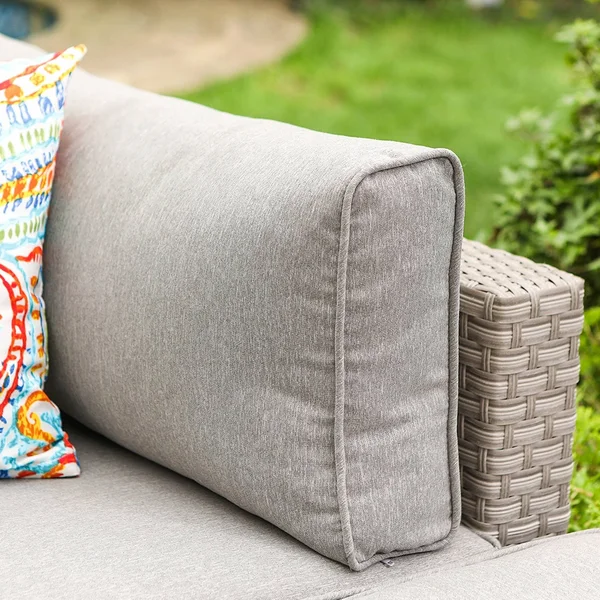 Cosiest 2-Piece Outdoor Furniture Loveseat Wicker Sectional Sofa Set with Pillows - Warm Grey