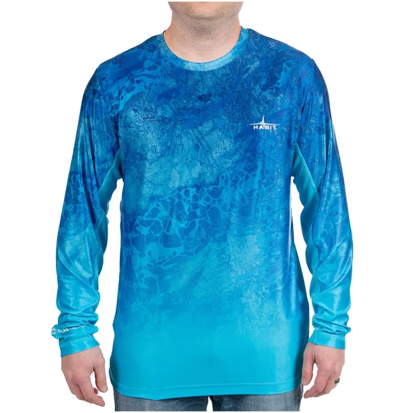 Habit Men's Performance Fishing Tee-RT Wav3 Standard Blue Fade, Aquarius-S, Male, Adult