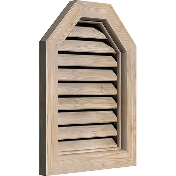 Ekena Millwork GVWOT24X1800SFPPI 24x22W x 18x22H Octagonal Top Gable Vent (29x22W x 23x22H Frame Size): Primed - Functional, Smoo