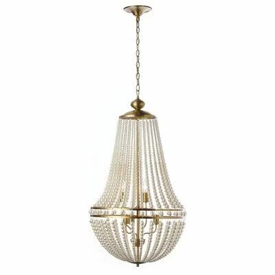 Renita 6-Light Unique - Statement Empire Chandelier House of Hampton Finish: Aged Brass, Shade Color: Pearls